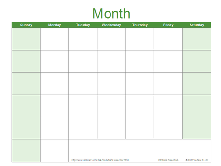 Blank Calendar Template Free Printable Blank Calendars By Vertex42