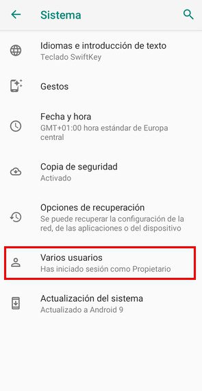 Option of multi-user in Android