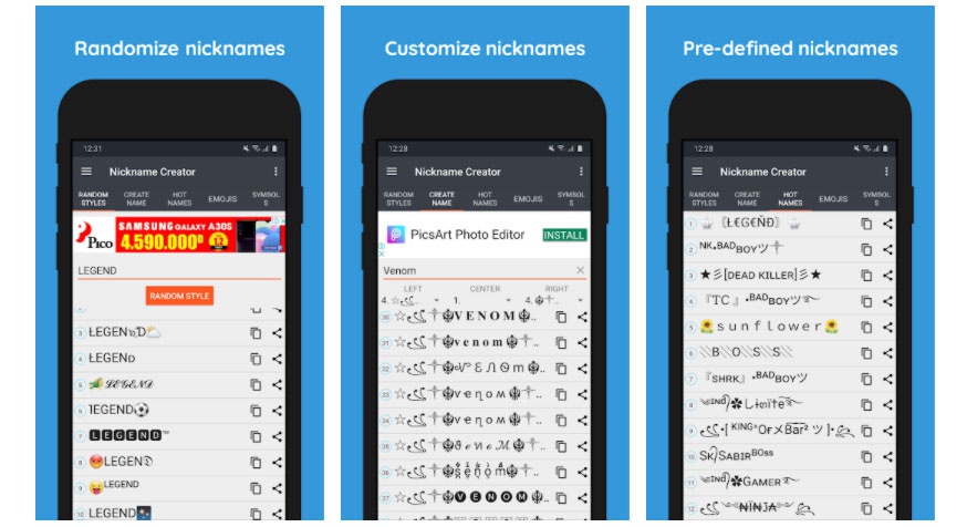 nickname generator apps to create names