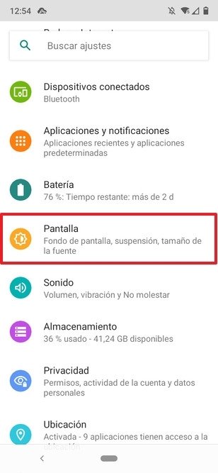 Android settings menu in detail