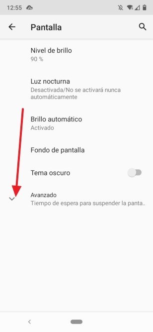 Button to show advanced options