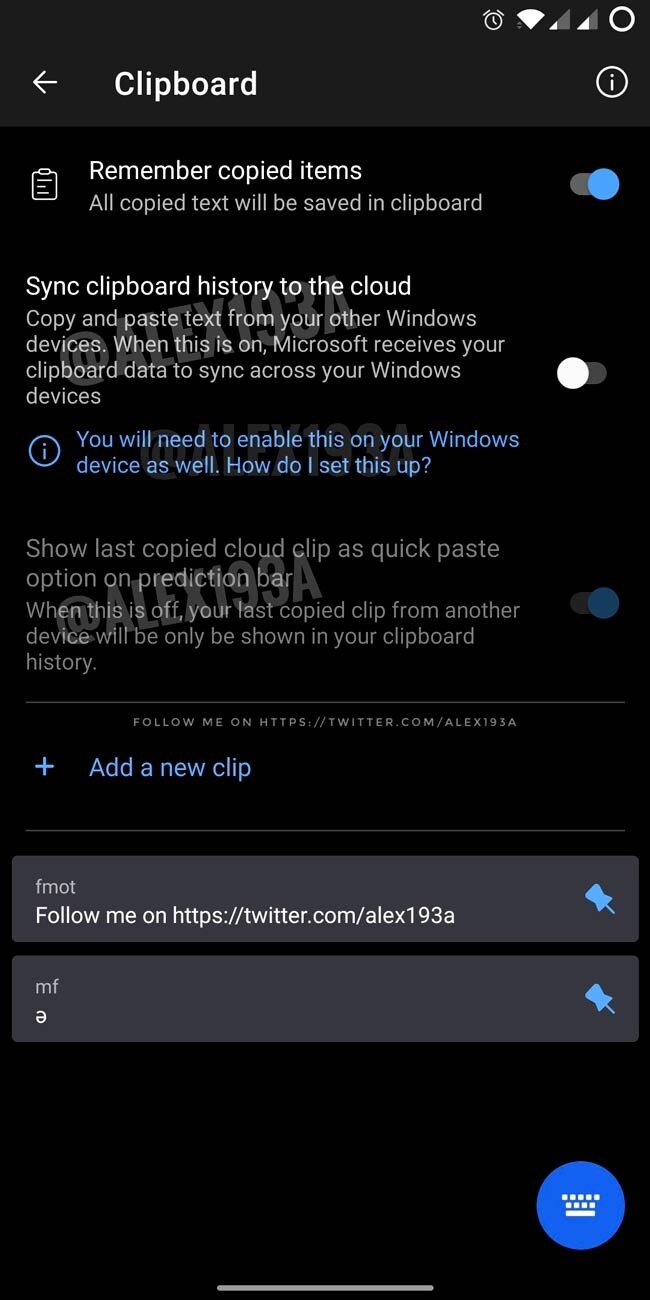 SwiftKey clipboard sync