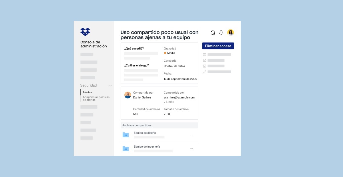 Dropbox alerts and notifications