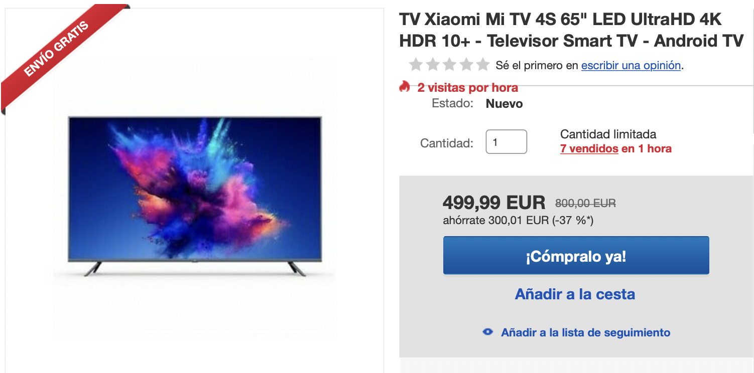 Chollazo from Xiaomi: 65-inch Android TV for 499 euros 2