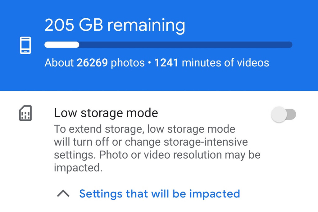 Google Camera 8.1 adds a space saving mode for when your mobile is almost full