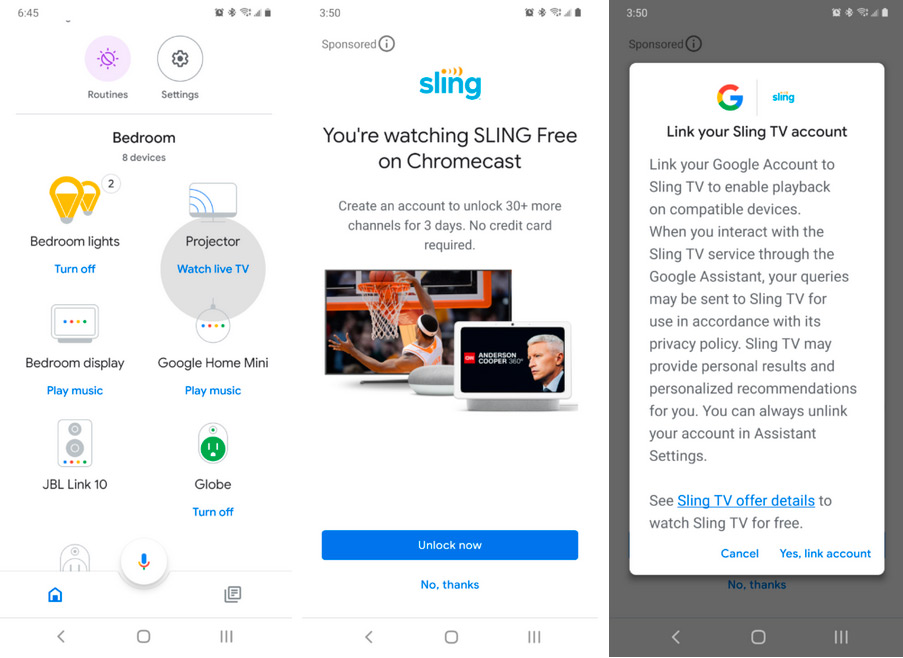 Google Home app starts showing ads