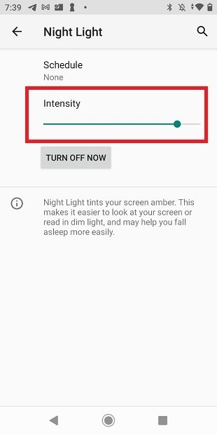 Adjust the intensity of the blue light filter