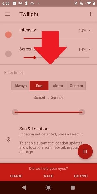 Activate blue light filter according to schedule