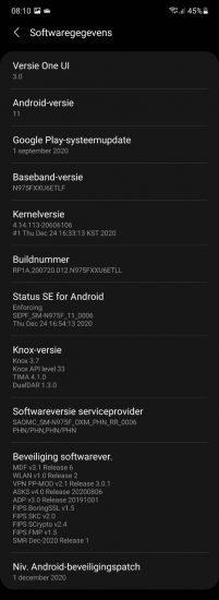 The Galaxy Note 10 are updated to Android 11 with One UI 3.0 in Europe 2