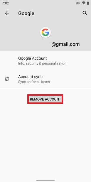 Delete Google account on Android