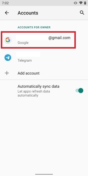 3 Select Google account