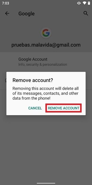  Confirm account deletion