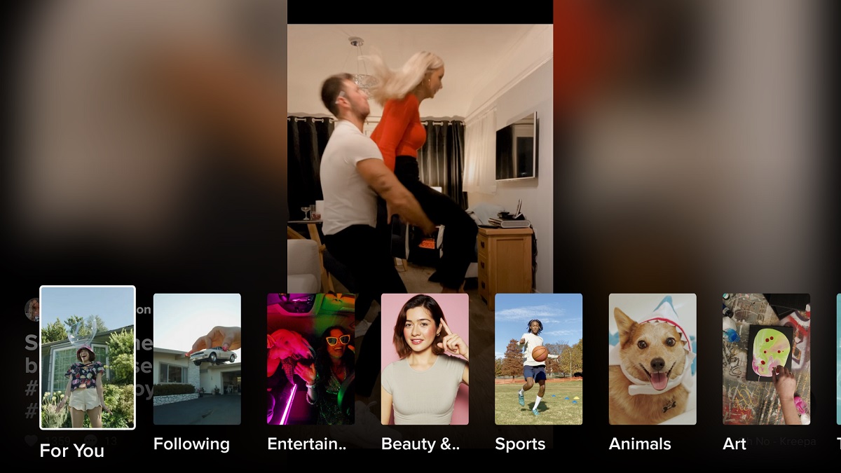 TikTok Android TV interface