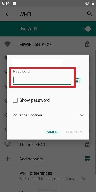 Enter the password again