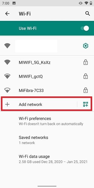Add a new network manually