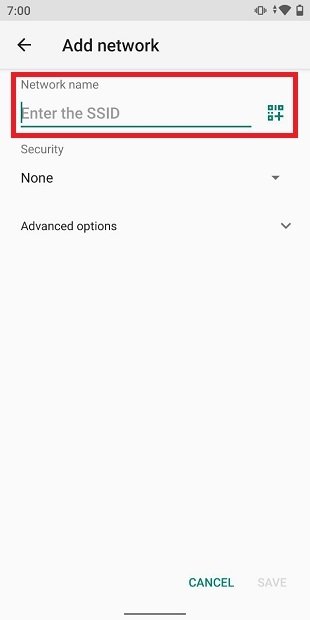 Enter name and password of the network