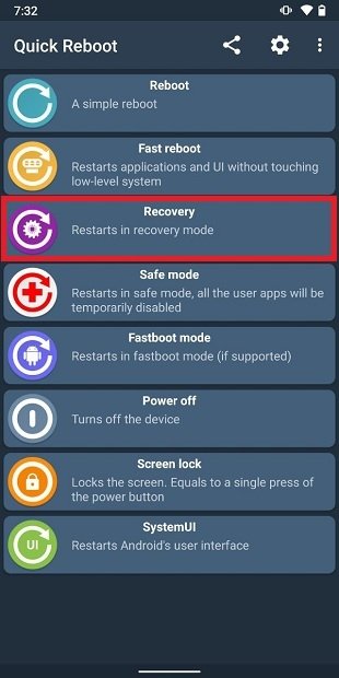 Restart in recovery mode