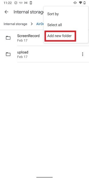 New folder in Google Files