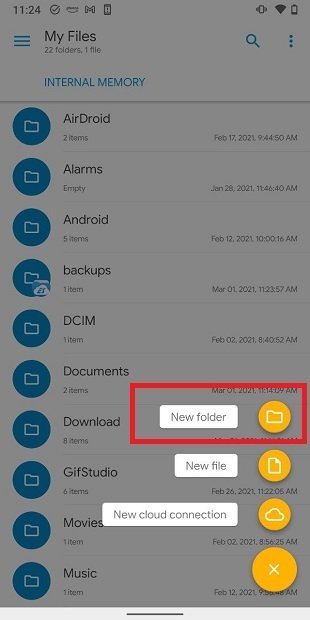 Create new folder