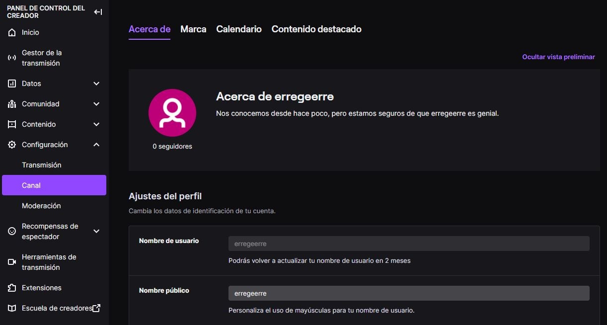 customize Twitch profile
