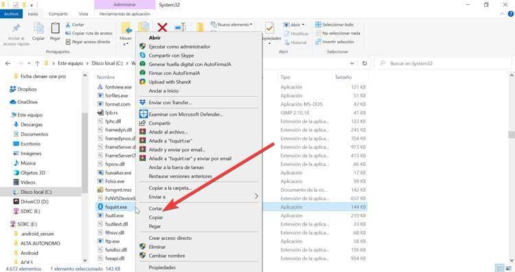 Locate and copy fsquirt file