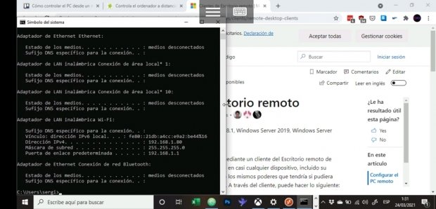 Microsoft Remote Desktop running