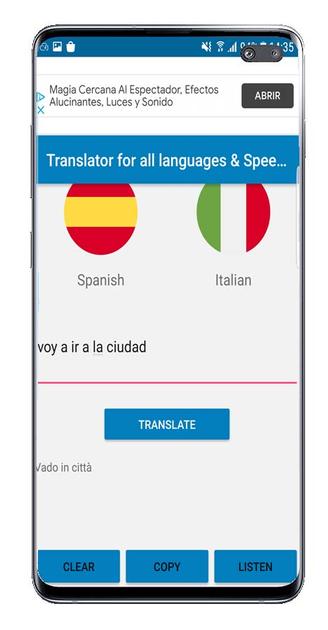Analysis of the Android Light Translator application that allows translating 2