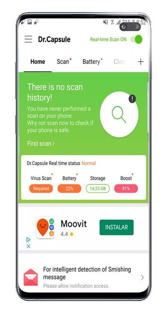 Dr.Capsule Antivirus user interface