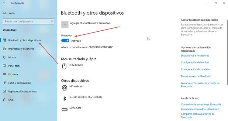 Bluetooth and other devices in Windows 10