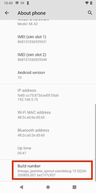 Enable developer options