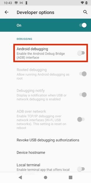 Enable USB debugging