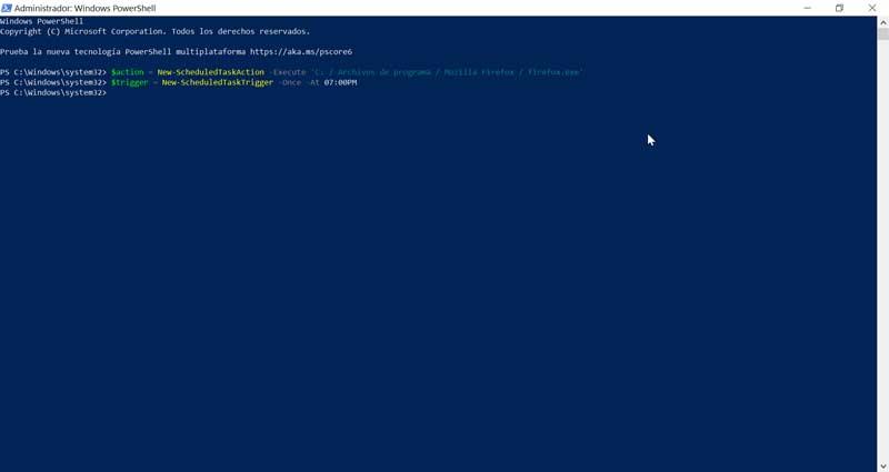 PowerShell command to set scheduled task time