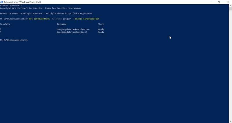 PowerShell Enable-ScheduledTask