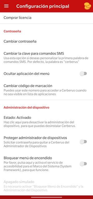 cerberus apk settings