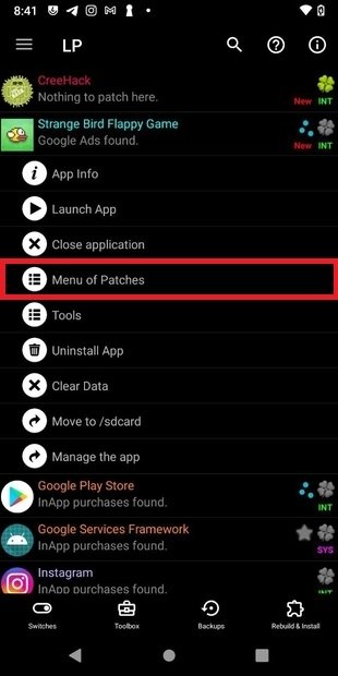 Access to the patch menu