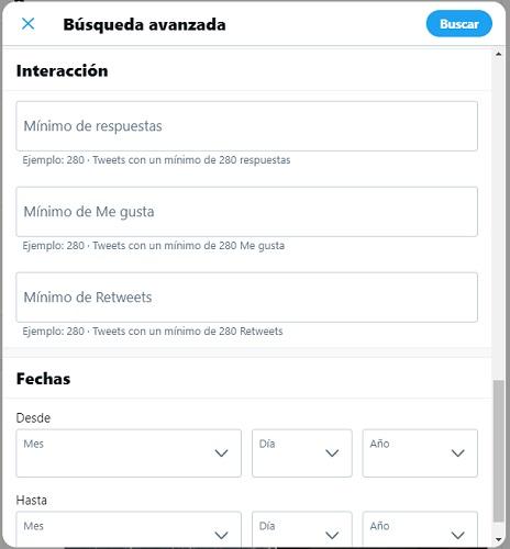 Advanced search Twitter interaction