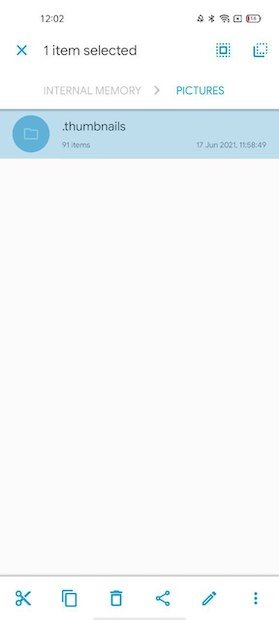 Select thumbnails folder