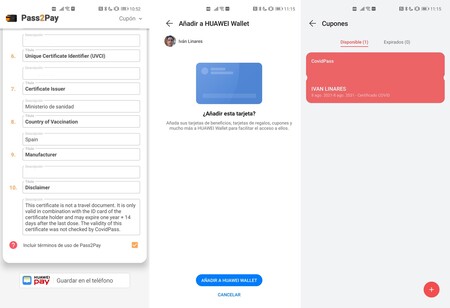 Covid Huawei Wallet Certificate