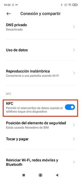 NFC location in Android Settings
