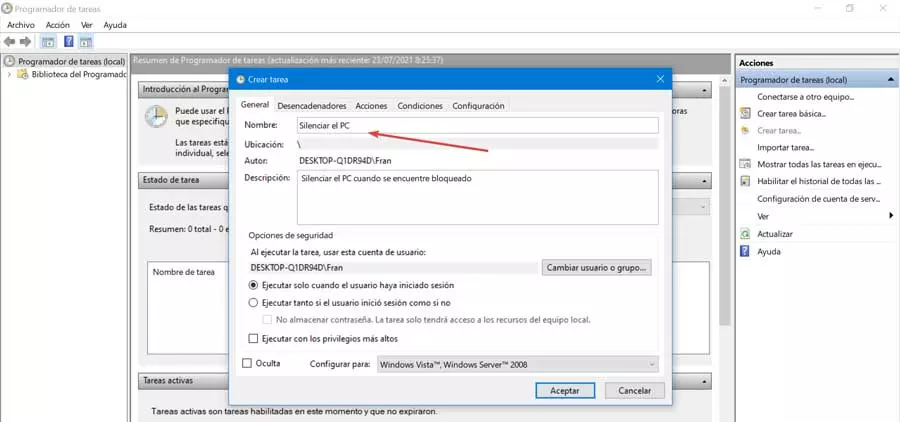 Create a task with the scheduler