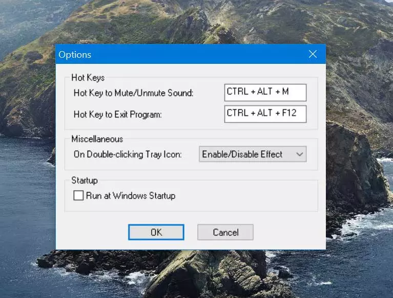 Mute On Lock options menu