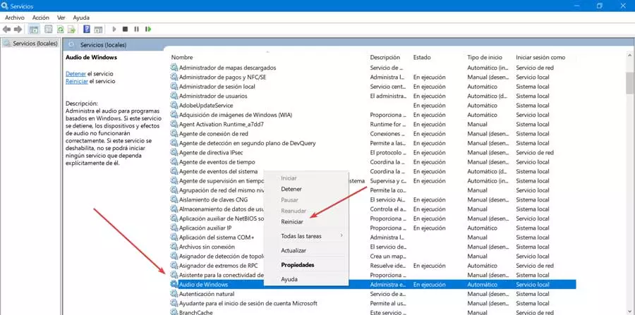 Windows audio restart