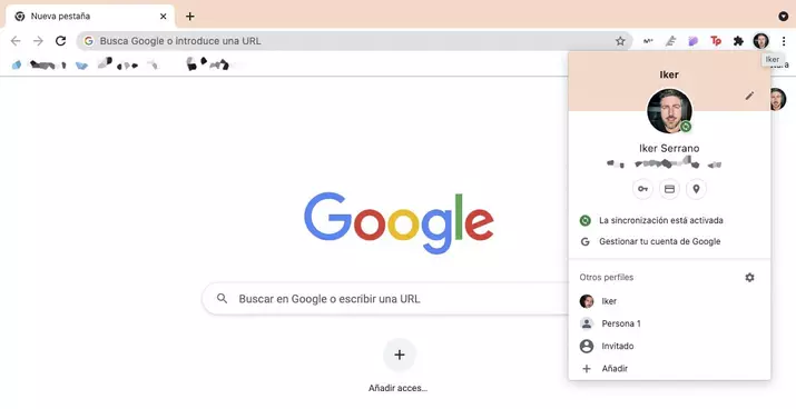 home google chrome with profile 2