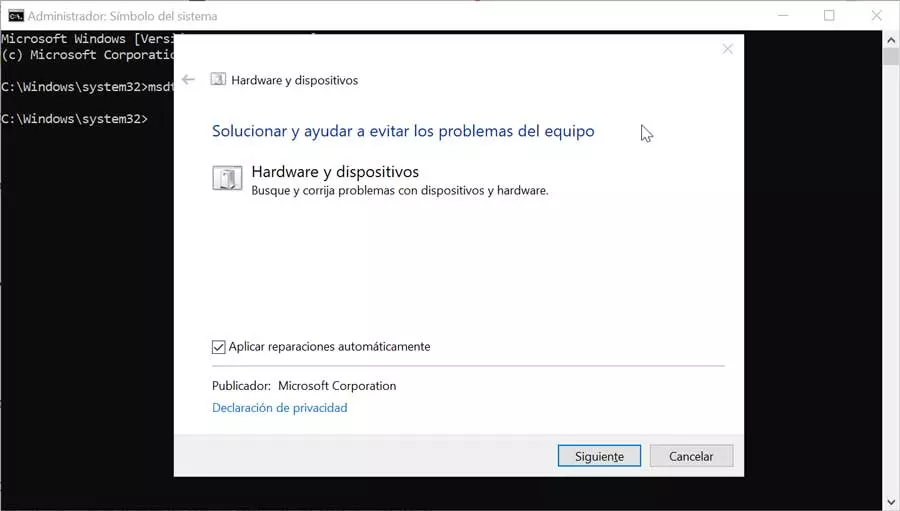 Hardware and Device Troubleshooter