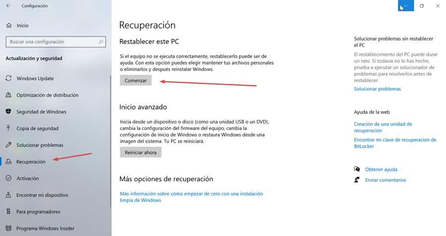 Recovery and Reset this PC
