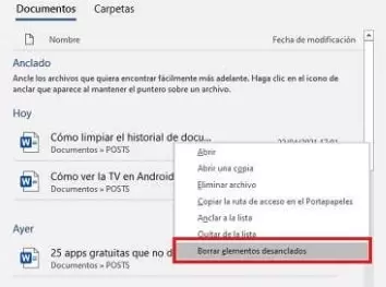 delete unpinned items