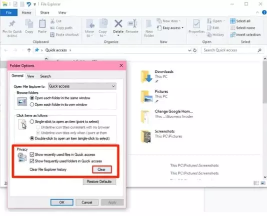 delete recent files in windows