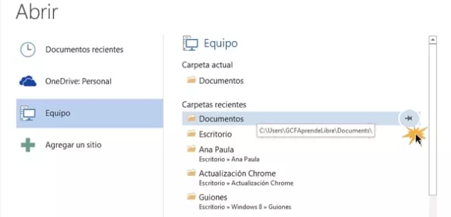 pin recent history files