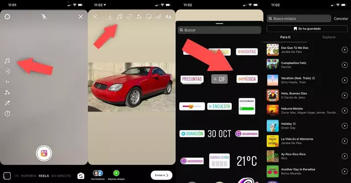search for music in reel or instagram story