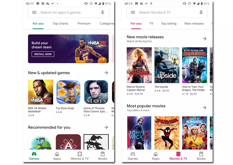 new play store interface